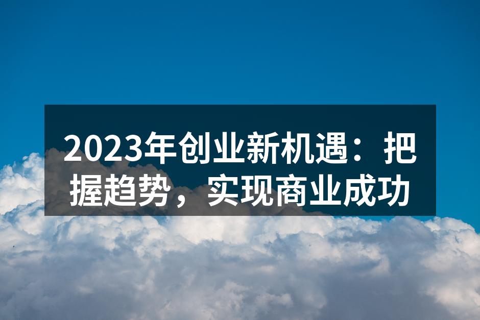 2023年创业新机遇：把握趋势，实现商业成功