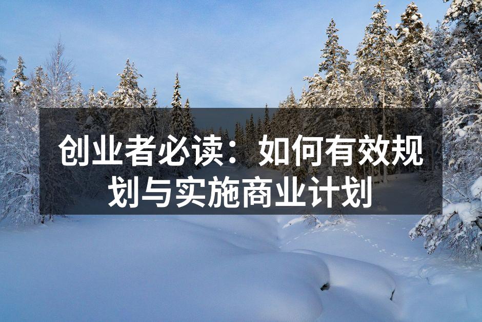 创业者必读：如何有效规划与实施商业计划